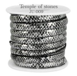 Gestikt leer IMI 6x4mm Snake Black Silver Metallic