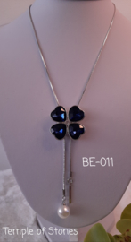 Ketting Klavertje vier strass blauw