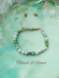 Armband  Groen Jade Agaat en strass kralen