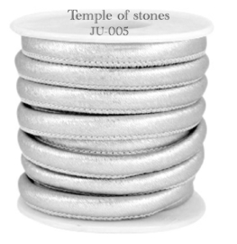 Gestikt leer IMI 6x4mm  Animal Print Silverstone Metallic