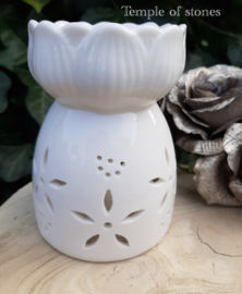 Oliebrander wit met lotus en bloemenmotief