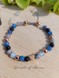 Armband blauw Sodaliet, Agaat, Opalite (manmade)