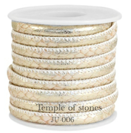 Gestikt leer IMI 6x4mm Reptile soft beige champagne gold metallic