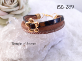 Armband goud/bruin 18-22cm