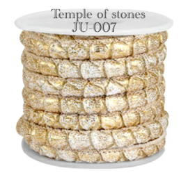 Gestikt leer IMI 6x4mm Reptile White Antique Gold Metallic