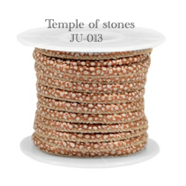 Gestikt leer IMI 4x3 mm Lizard Brown Rose Metallic