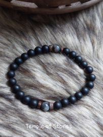 Heren armband Labradoriet met sierkraal