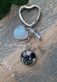 Sleutelhanger Mickey Mouse  met Opalite engel en hart