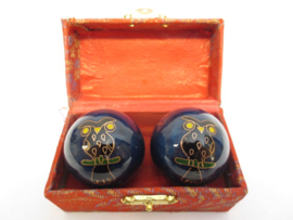 Meridiaankogels blauw met Uil 3.5cm
