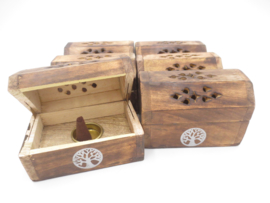 Houten kegel kistje antiek hout tree of life