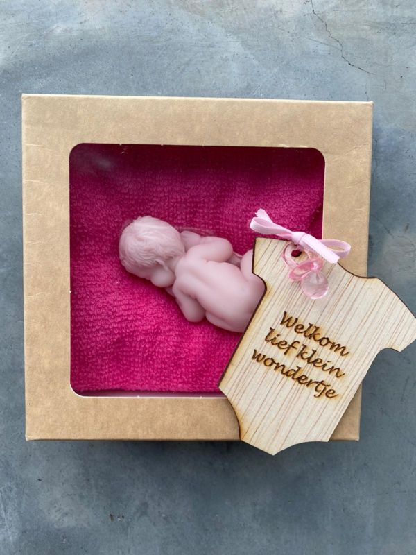 Set baby zeepje met kaartje roze