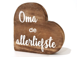 Woodart Teksthart M 15 cm. Oma allerliefste naturel moederdag