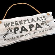 Woodart bordje hangend 12x30cm werkplaats papa antique white