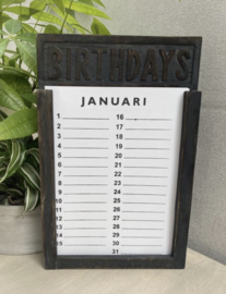 Woodart houten verjaardagskalender black wash 35 cm.