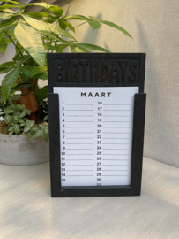 Woodart houten verjaardagskalender black wash 28 cm