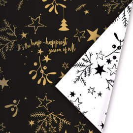 Collectiv Warehouse inpakpapier kerst mistletoe kisses zwart/wit/goud