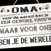 Woodart tekstbord hangend 20x28cm oma wereld antique white moederdag