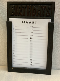 Woodart houten verjaardagskalender black wash 28 cm