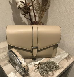 Harde tas, envelop model beige/taupe