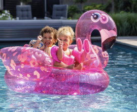 Swim Essentials Opblaas Flamingo XXL  Neon Panterprint - 160 x 130 x 67 cm