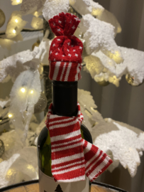 Kerstmuts en sjaal voor fles