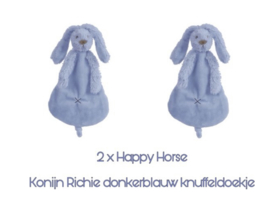 Happy Horse Rabbit Richie deep blue set van 2  knuffeldoekjes