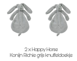 Happy Horse Rabbit Richie grijs set van 2 knuffeldoekjes