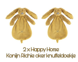 Happy Horse Rabbit Richie oker set van 2  knuffeldoekjes