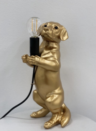 Tafellamp hond goud 29 cm.