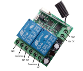 Ontvanger relais 10A, 12V met 433Mhz