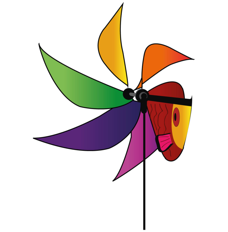 Windspelen - Windmolen Vis Regenboog kleuren
