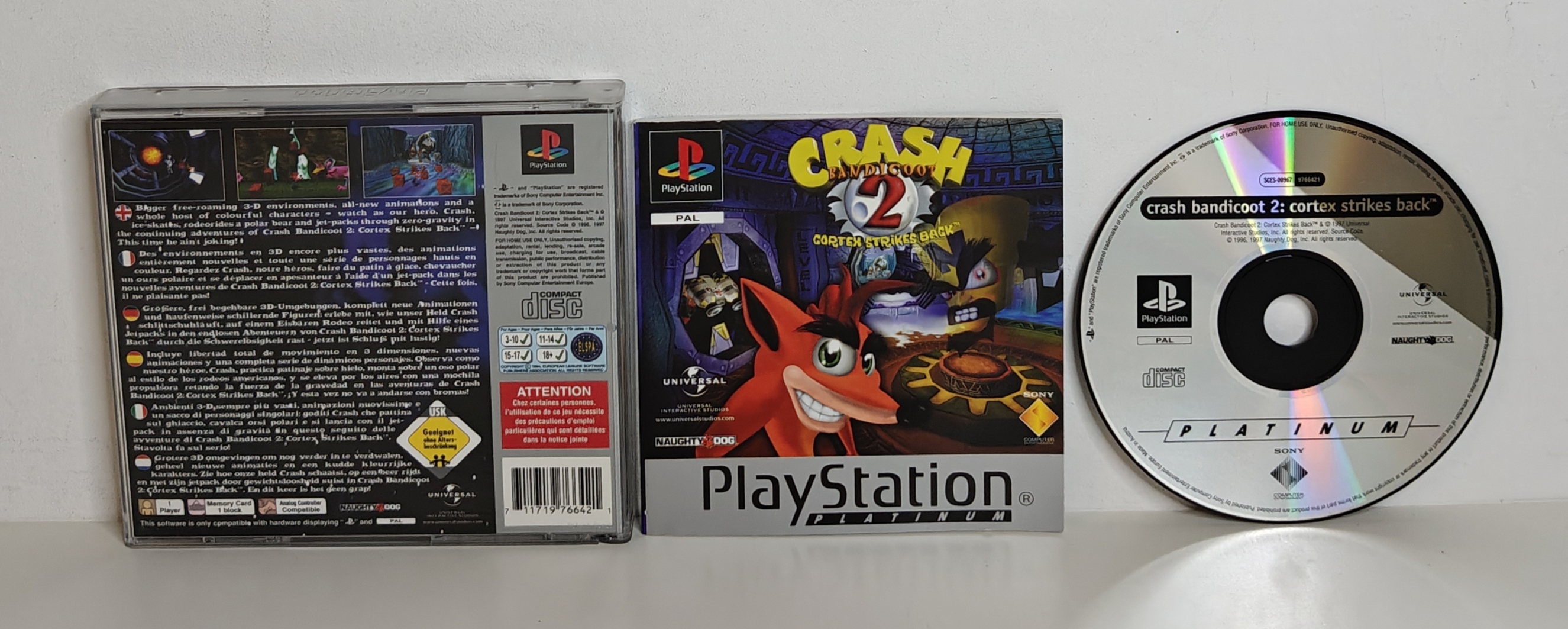 PS1 Crash Bandicoot 2 - Cortex Strikes Back Platinum(CIB)
