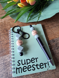 Notitieboekje met pen - super meester
