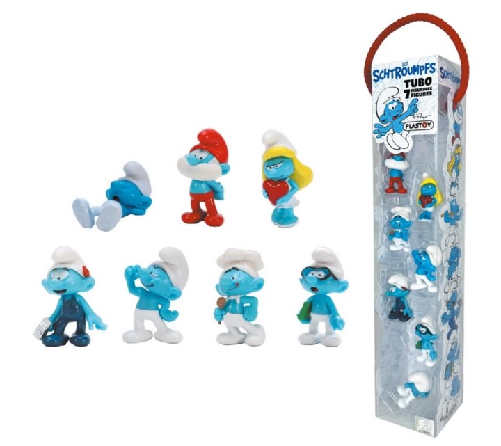 Smurfen Tube - Minifiguren set 7 figuren - Plastoy - 2025 - Nieuw!