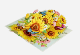 3D pop-up wenskaart - Kiriori - Zonnebloemen