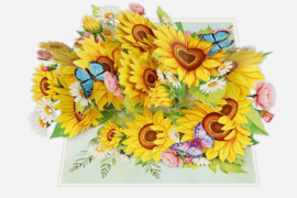 3D pop-up wenskaart - Kiriori - Zonnebloemen