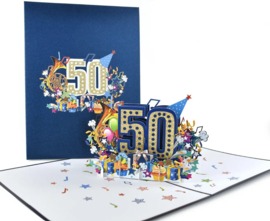 3D pop-up wenskaart - Kiriori - Gefeliciteerd  50 jaar