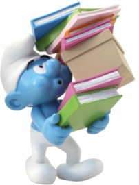 Smurf met  stapel boeken   - Plastoy  - 2017