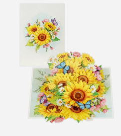 3D pop-up wenskaart - Kiriori - Zonnebloemen