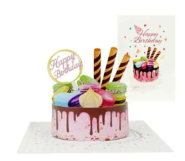 3D pop-up wenskaart - Kiriori - Happy birthday taart