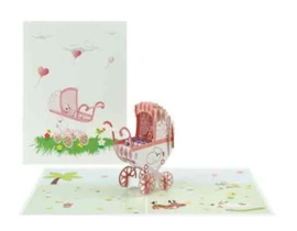 3D pop-up wenskaart - Kiriori - Geboorte meisje