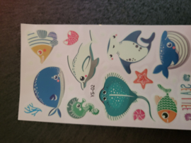 Water Tattoo Zeedieren-YS-02  Glow in the dark (black light nodig)
