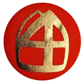 Sinterklaas Button met Mijter Rood