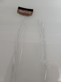 Hair Tinsel zilver met clip  1 stuk