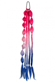 Bubble hair extensions red/soft pink/blue