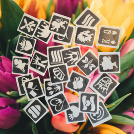 Set van 25 Koningsdag  glittertattoo sjablonen