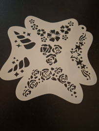 Eenhoorn Hoorn met bloemen   15 x 15 cm