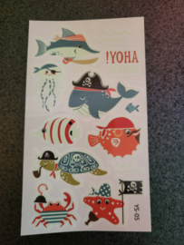 Water Tattoo Zeedieren-YS-05 Glow in the dark (black light nodig)
