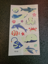 Water Tattoo Zeedieren-YS-03 Glow in the dark (black light nodig)