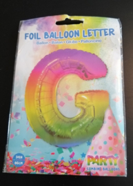 Folieballon Letter G  Rainbow 86 cm  lucht en helium geschikt